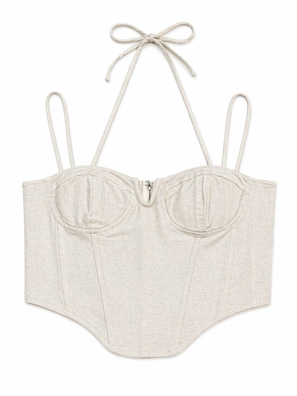 12th Tribe Linen Corset Bustier Halter Crop Top Cream Size Large